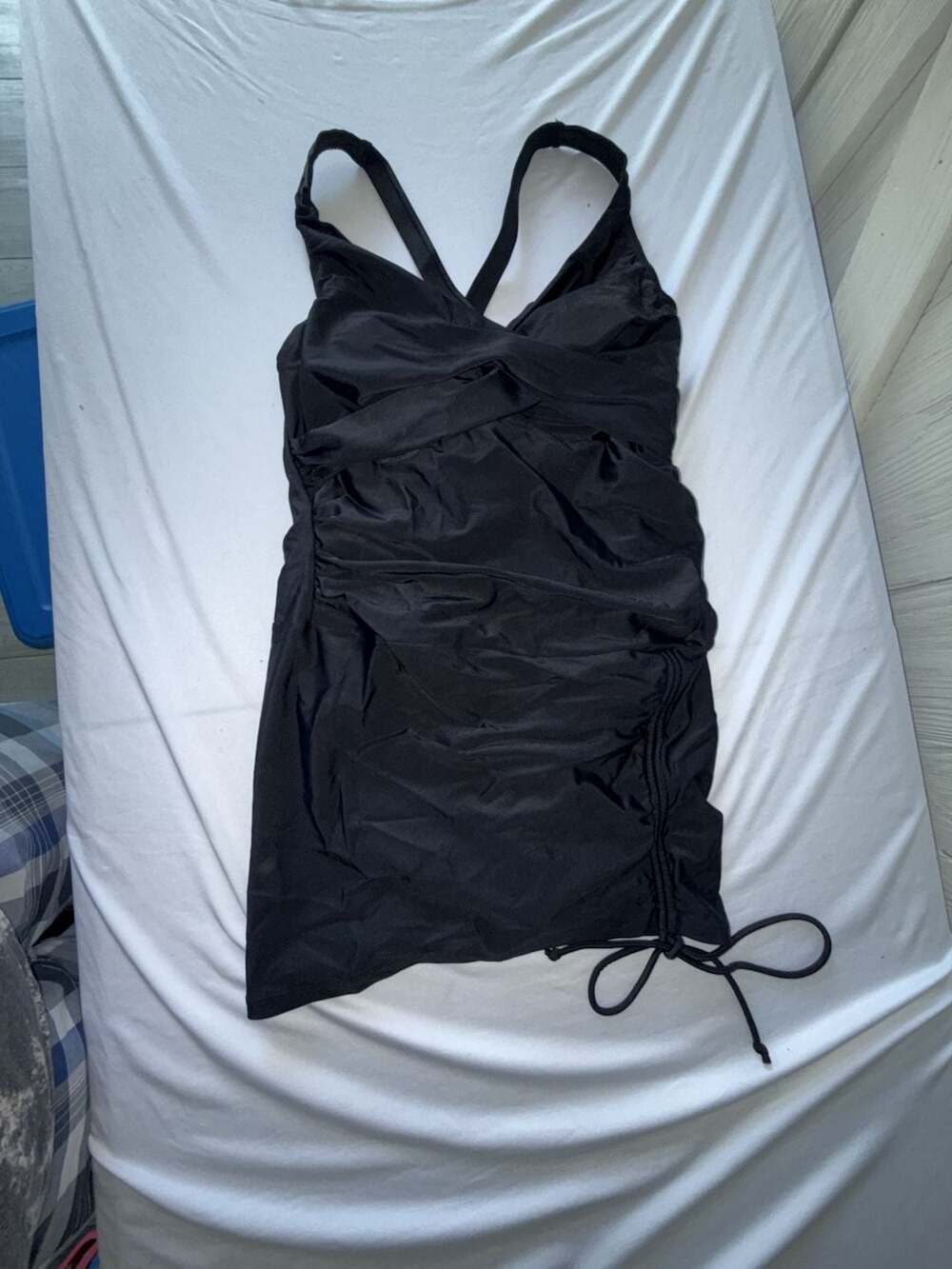 Firpearl Women's Ruched Skirted One-Piece Swimsuit Black Size 8 (b4-1)